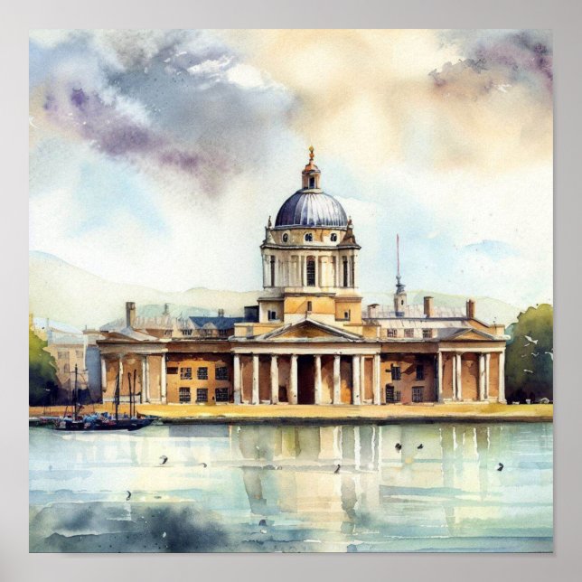 London-Old Royal Naval College (D), Watercolor Poster (Front)