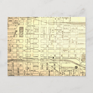 London, Ontario, Canada Vintage Map Postcard