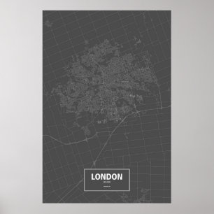 London, Ontario (white on black) Poster