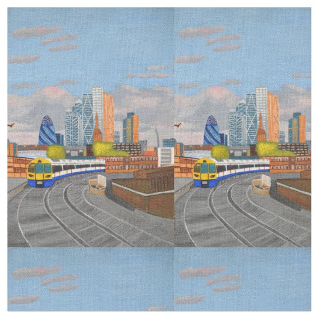 London Overground train cotton fabric  (Close Up)