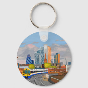 London Overland train- Hoxton station Key Ring