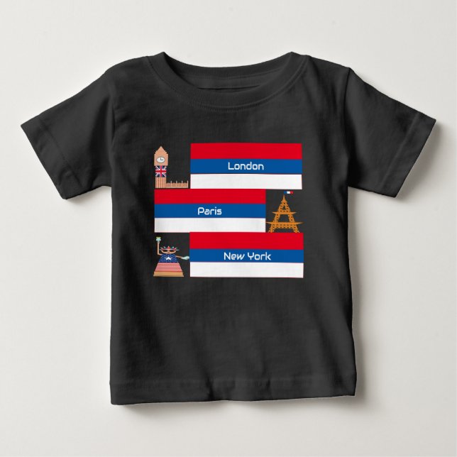 London Paris & N York Design T-Shirt (Front)