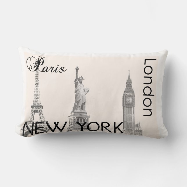 London, Paris, New York Pillow (Front)