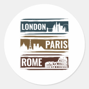 London Paris Rome Classic Round Sticker