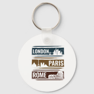 London Paris Rome Key Ring