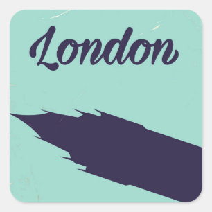 London Parliament Big ben vintage poster Square Sticker