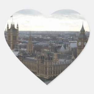 London Parliement Building & Big Ben Heart Sticker