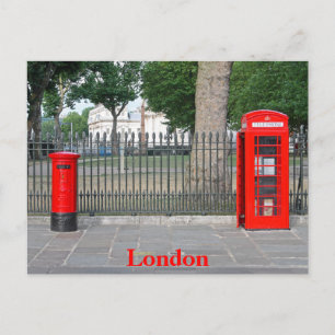 London phone booth & postbox postcard