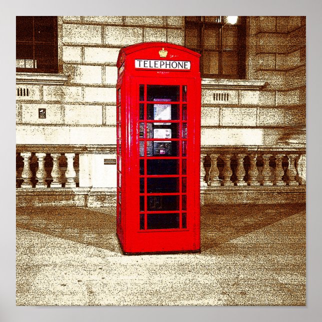 London Phone Box (poster edge effect) Poster (Front)