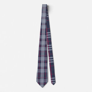 London Plaid Checked Navy Blue Tie