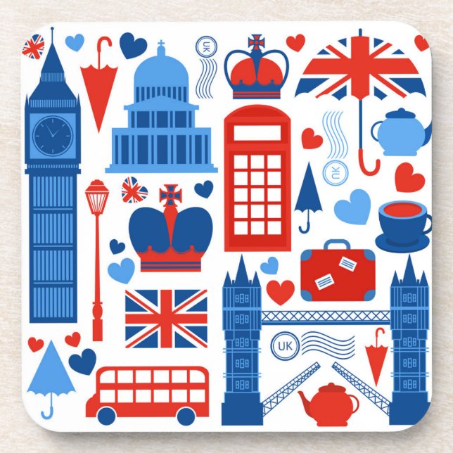 London Pop Icons Hard plastic coaster (Front)