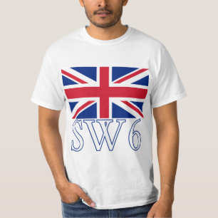 London Postcode SW6 with Union Jack T-Shirt