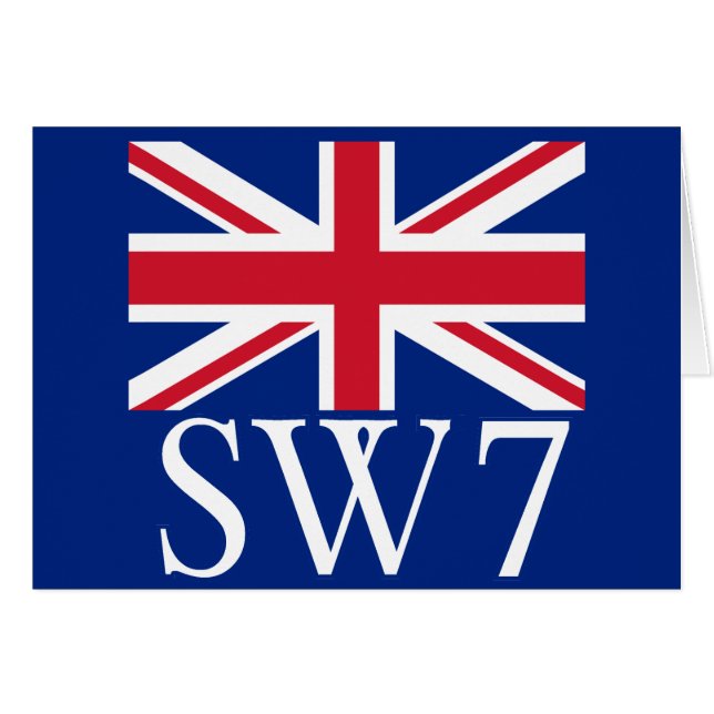 London Postcode SW7 with Union Jack (Front Horizontal)