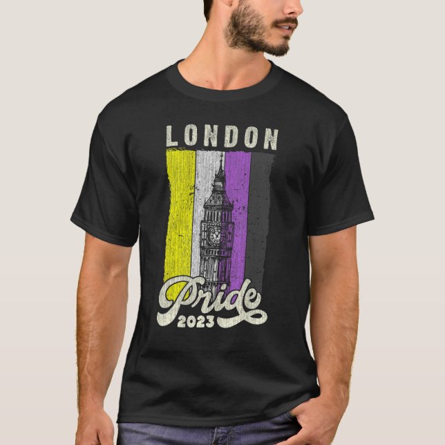 London Pride 2023  Big Ben  Nonbinary Pride Flag T-Shirt (Front)