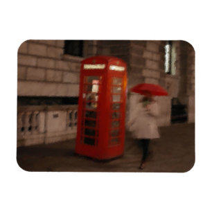 London - Rainy Day Phone Box - Umbrella Magnet