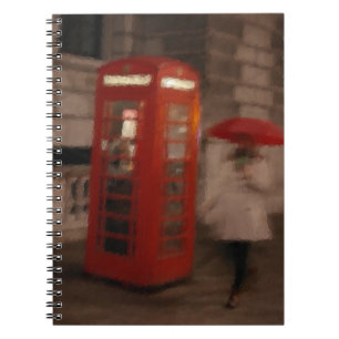 London Rainy Day Red Phone Box / Umbrella Notebook