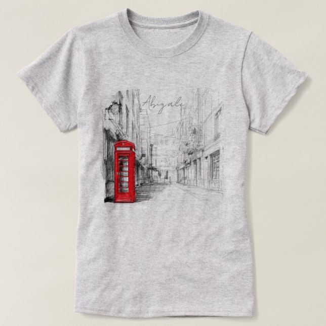 London Red Booth Artistic No Underbase T-Shirt (Design Front)
