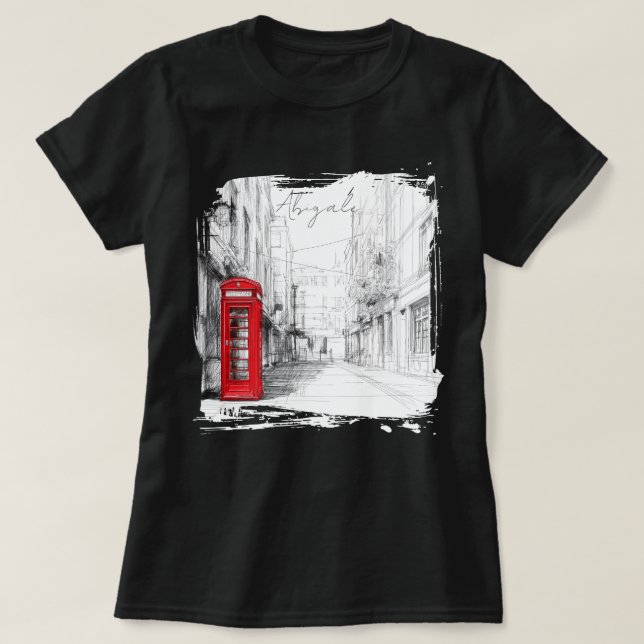 London Red Booth Artistic White Underbase T-Shirt (Design Front)