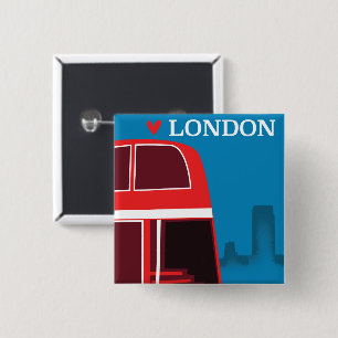 London Red Bus 15 Cm Square Badge