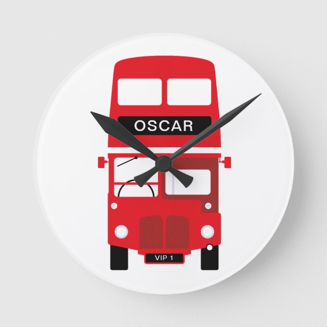 London Red Bus Personalised Clock (Front)