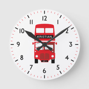 London Red Bus Personalised Numbered Clock