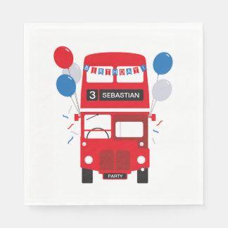 London Red Bus Personalized Birthday Paper Napkins