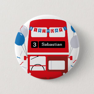 London Red Bus Personalized Party Poster 6 Cm Round Badge