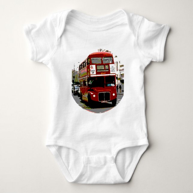 London Red Bus Routemaster Buses Baby Bodysuit (Front)