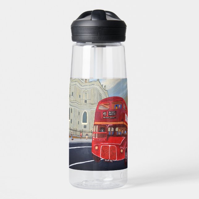 London Red Bus  Water Bottle (Front)