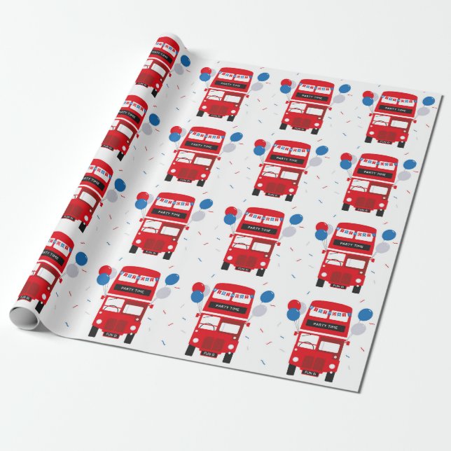 London Red Bus Wrapping Paper (Unrolled)