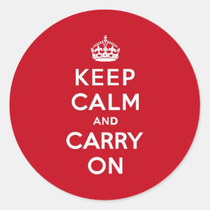 London Red Keep Calm and Carry On Classic Round Sticker
