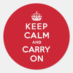 London Red Keep Calm and Carry On Classic Round Sticker