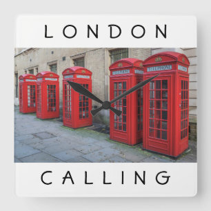 London red phone boxes square wall clock