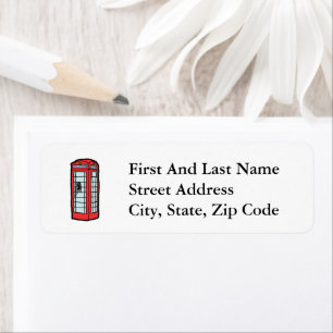 London Red Telephone Booth Iconic British Travel Return Address Label