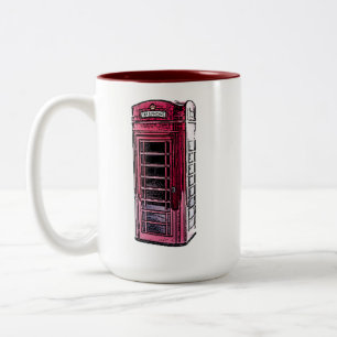 London Red Telephone Booth Iconic British Travel Two-Tone Coffee Mug