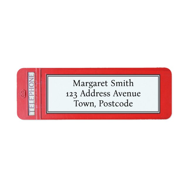 London Red Telephone Box Custom Return Address Label (Front)