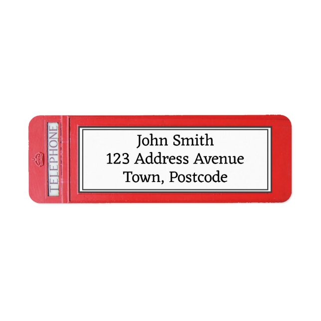 London Red Telephone Box Custom Return Address Label (Front)