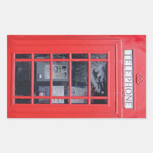 London Red Telephone Box Rectangular Sticker (Front)