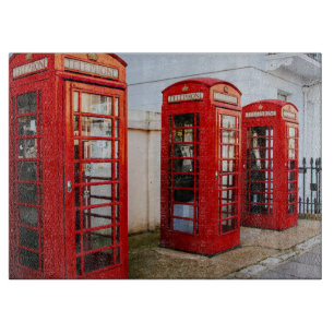 London Red Telephone Boxes, Photograph Cutting Board