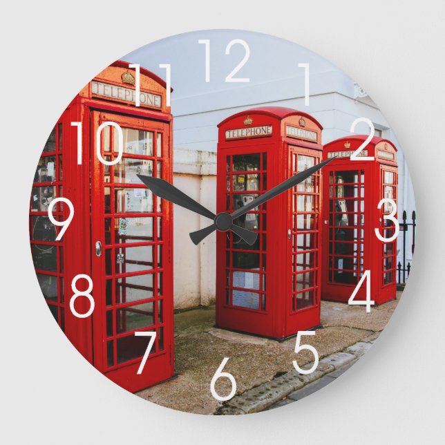 London Red Telephone Boxes, Photograph Large Clock (Front)