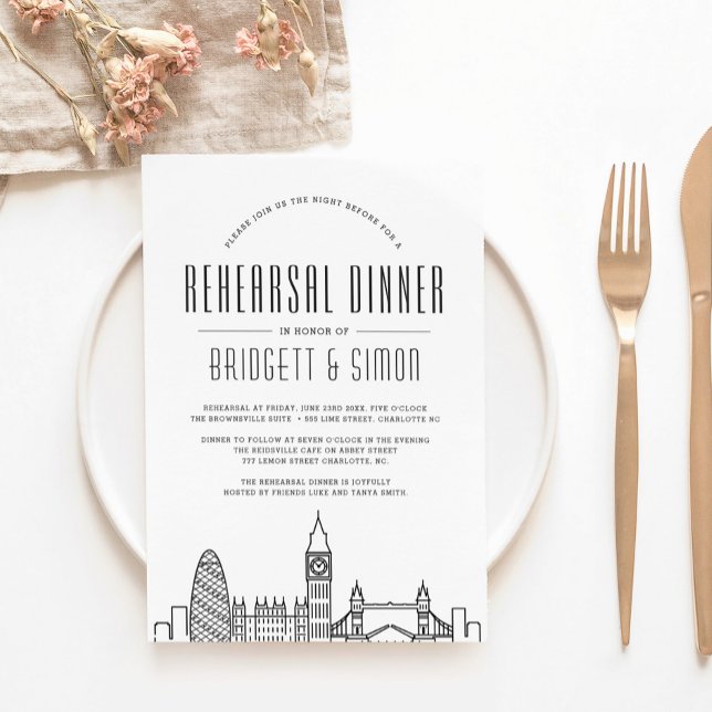 London Rehearsal Dinner | Stylised Skyline Invitation (Creator Uploaded)