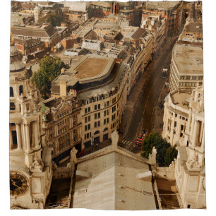 London rooftop view panorama with urban architectu shower curtain