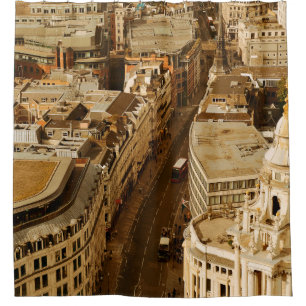 London rooftop view panorama with urban architectu shower curtain
