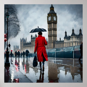 London’s Elegance in the Rain Poster