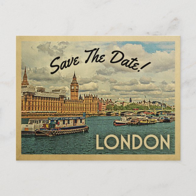 London Save The Date UK England Announcement Postcard (Front)