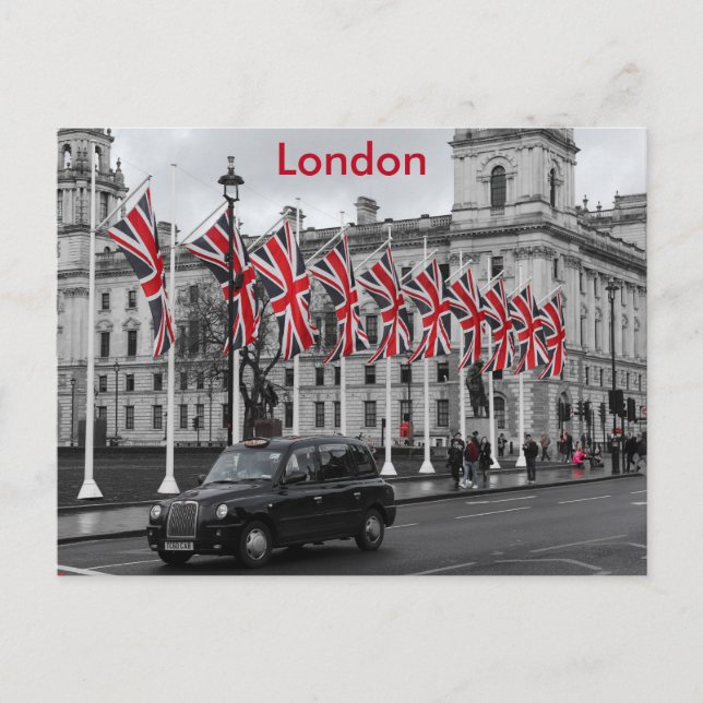 London Scene in Grey with Red Highlights Postcard (Front)