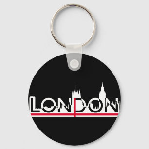 London silhouette and English flag Key Ring