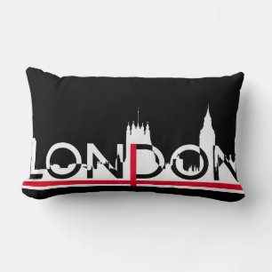 London silhouette and English flag Lumbar Cushion