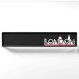 London silhouette and English flag Nameplate