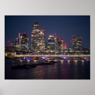 London Skyline at Night Poster